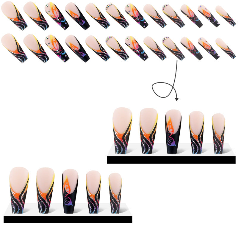 Wholesale Flashing butterfly wearable French nail stickers